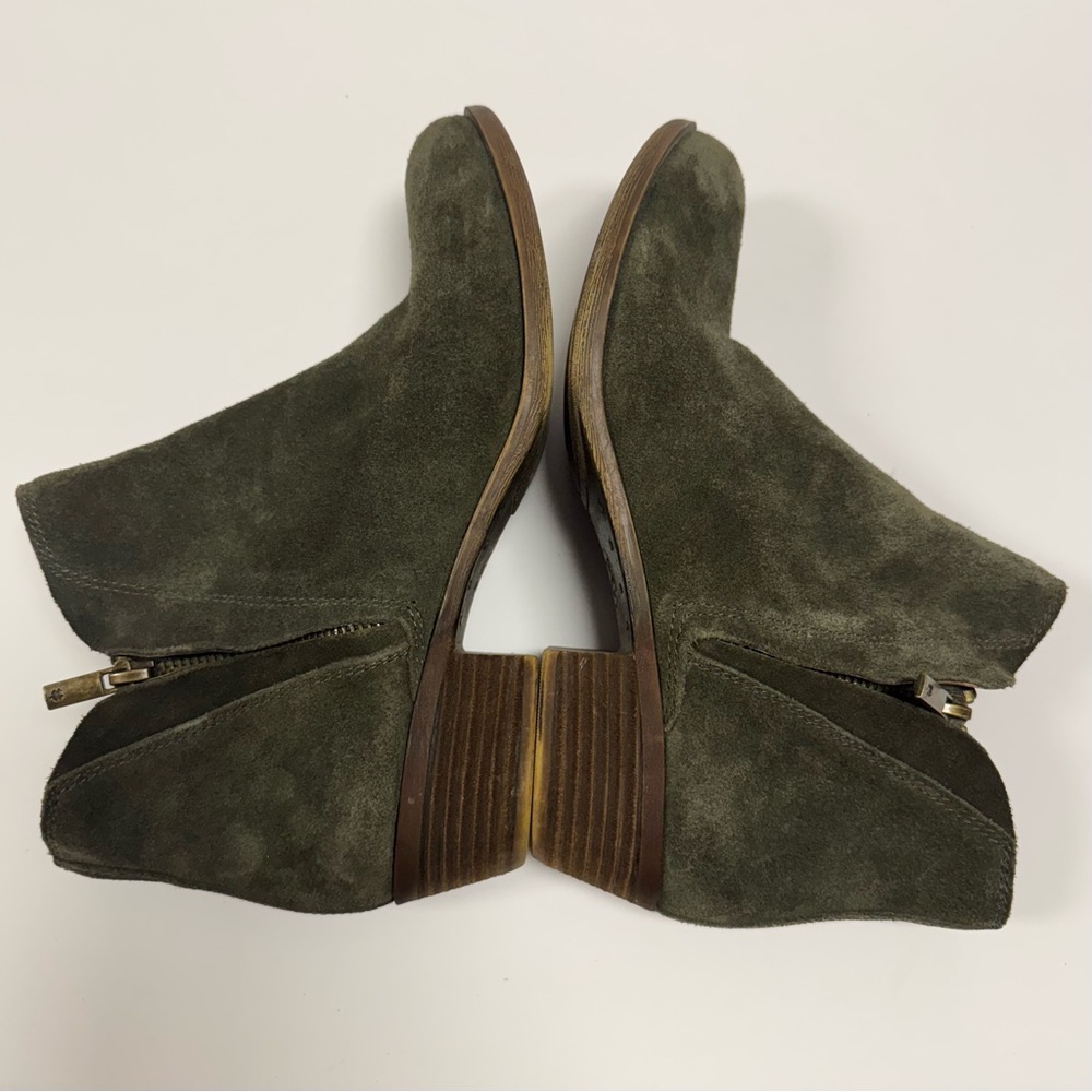 LUCKY BRAND LP Brenon Suede Leather Sage Green Zipper Ankle Boots womens 9.5M